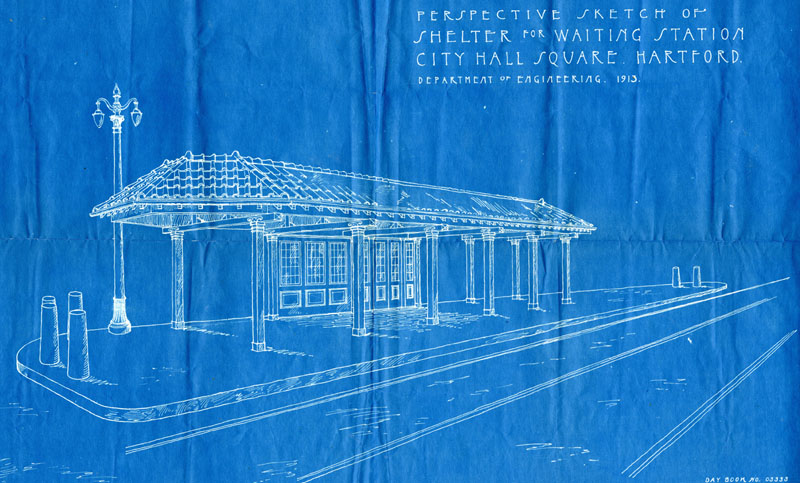 Sketch of Shelter for Waiting Station, Hartford Dept. of Engineering - 1913