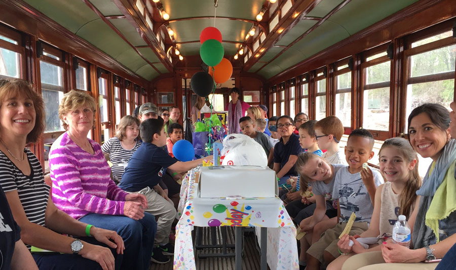 Party down the tracks aboard the birthday trolley!