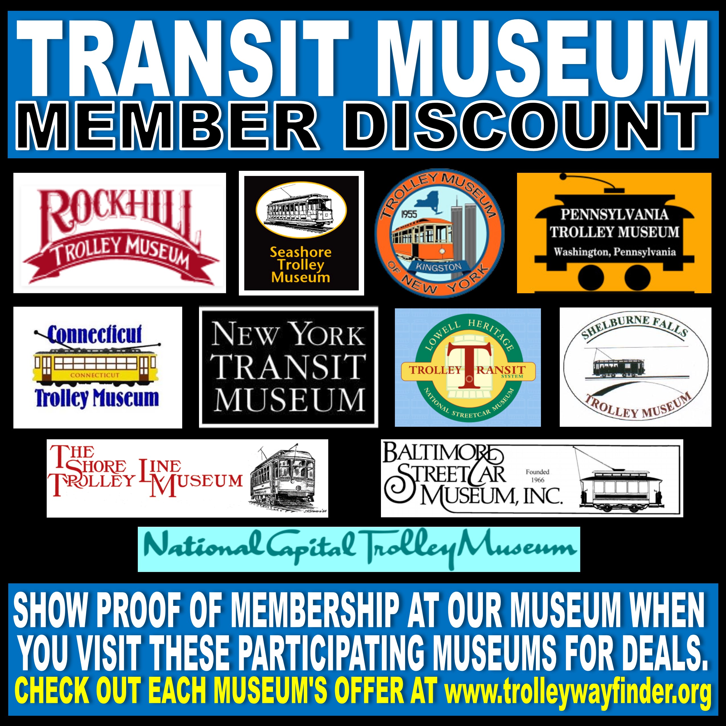 Trolley Wayfinder - Trolley Museum member discounts